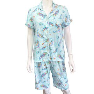 Lauren Ralph Lauren Paisley Pajama 2pc Set Womens Medium Multicolor Relaxed Fit
